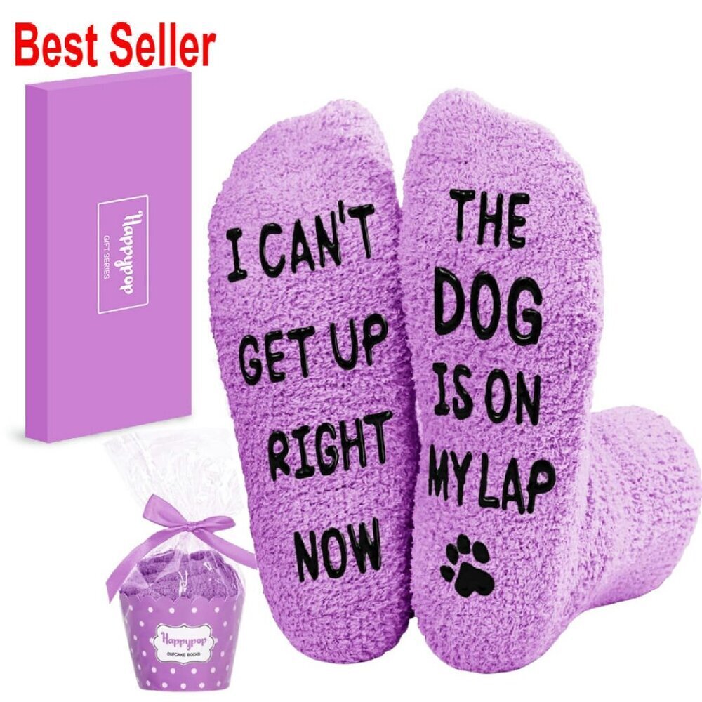 Fuzzy Novelty Socks Plush Fleece Non-Slip Grippers Funny Gift Women's Size